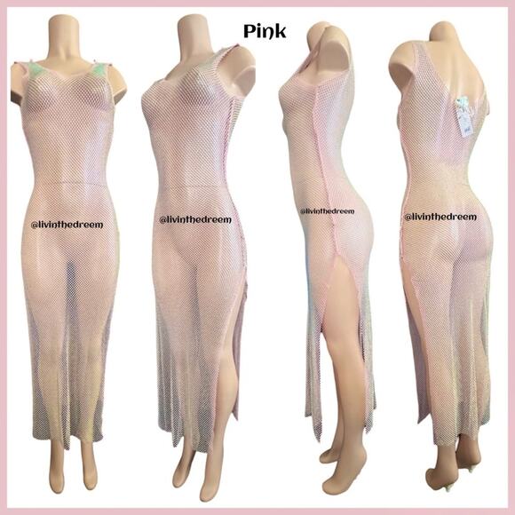 Gorgeous Boutique Pink AB Rhinestone Embellished Beach Cover Up Dress $99 - Picture 6 of 11